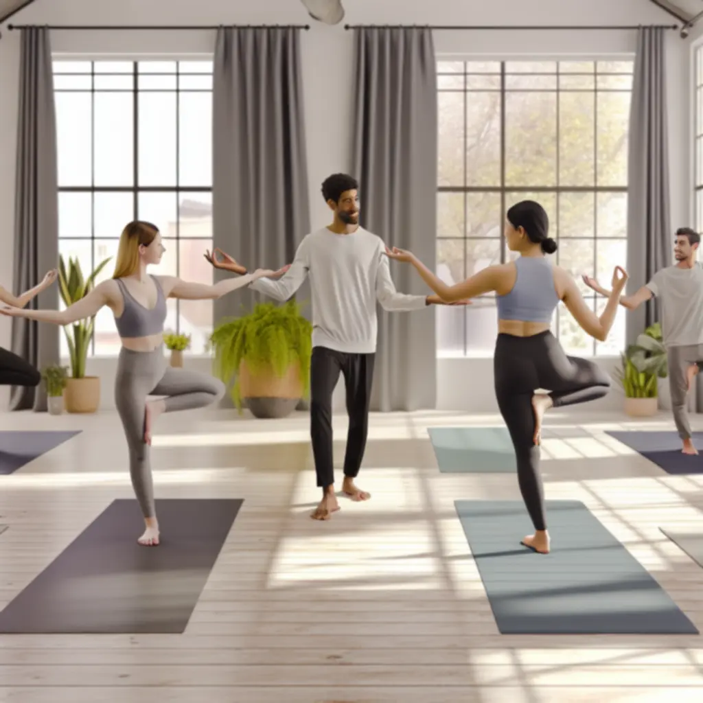 Instructeur die een yogales leidt in een rustige studio