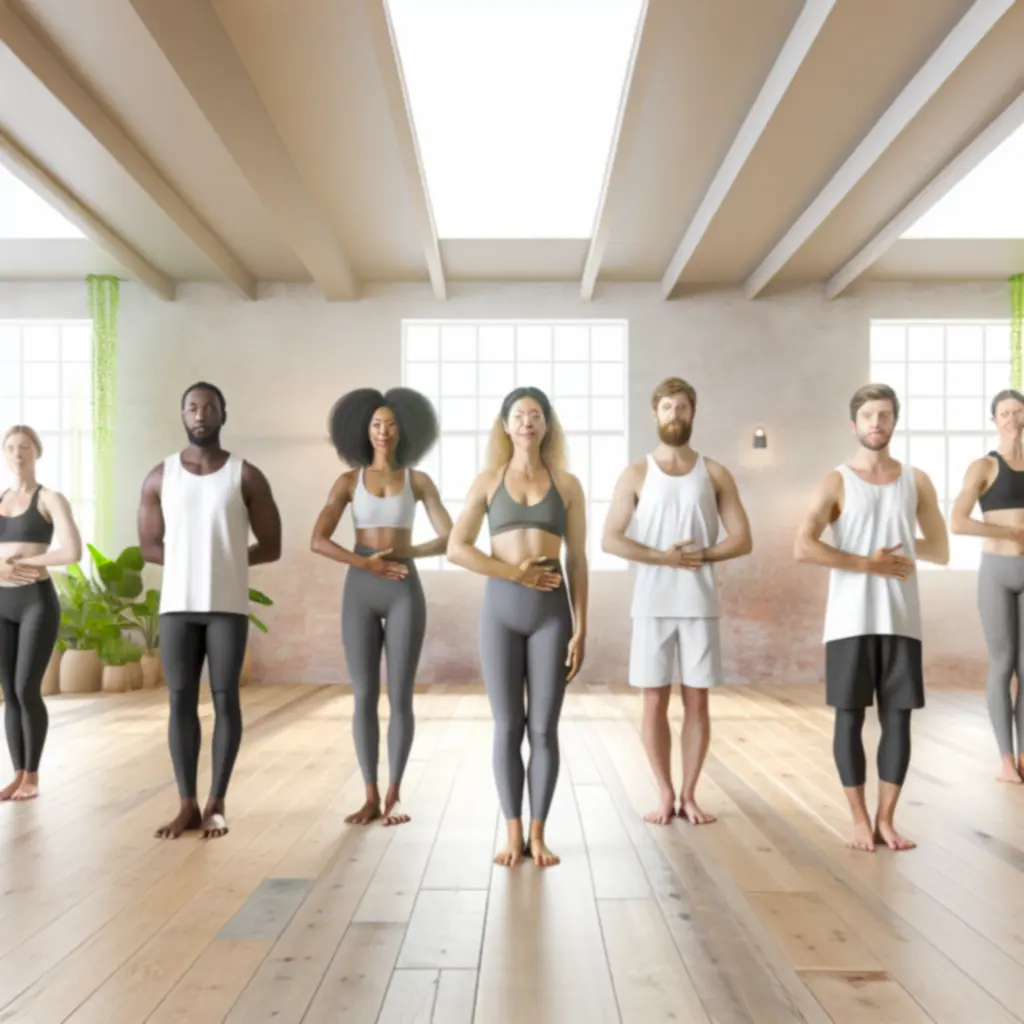 Yogadocenten in een serene studiovooringang
