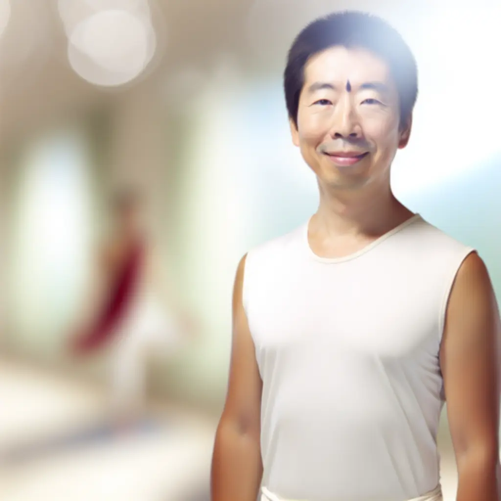 Portret van een vriendelijke yogainstructeur in een rustige studio